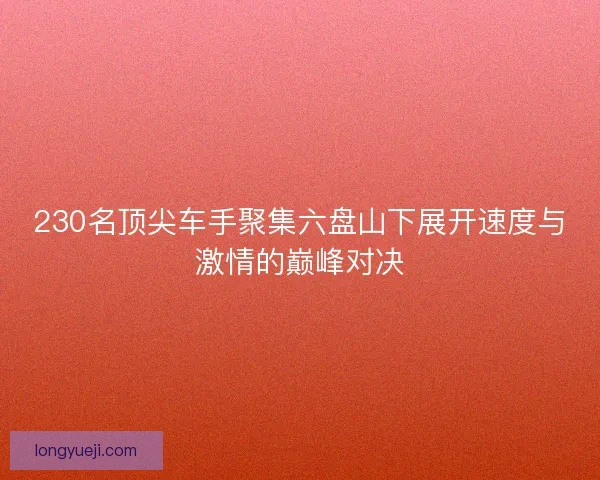 230名顶尖车手聚集六盘山下展开速度与激情的巅峰对决